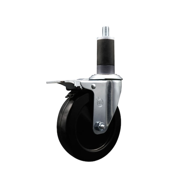 5'' SS Hard Rubber Swivel 1-1/4'' Expand Stem Caster Total Lock Brake